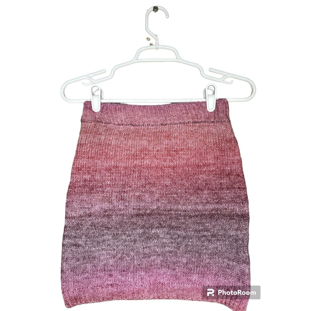 Princess Polly Reid Fuzzy Pink Purple Ombre Knitted 100% Cotton Skirt Size XS/S